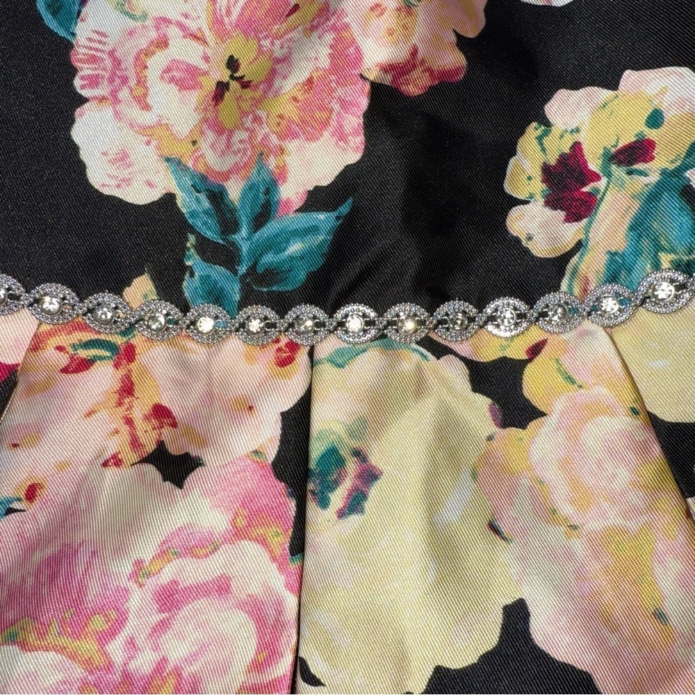 Speechless Black Floral Bubble Dress with Sheer Detail - Picture 2 of 10